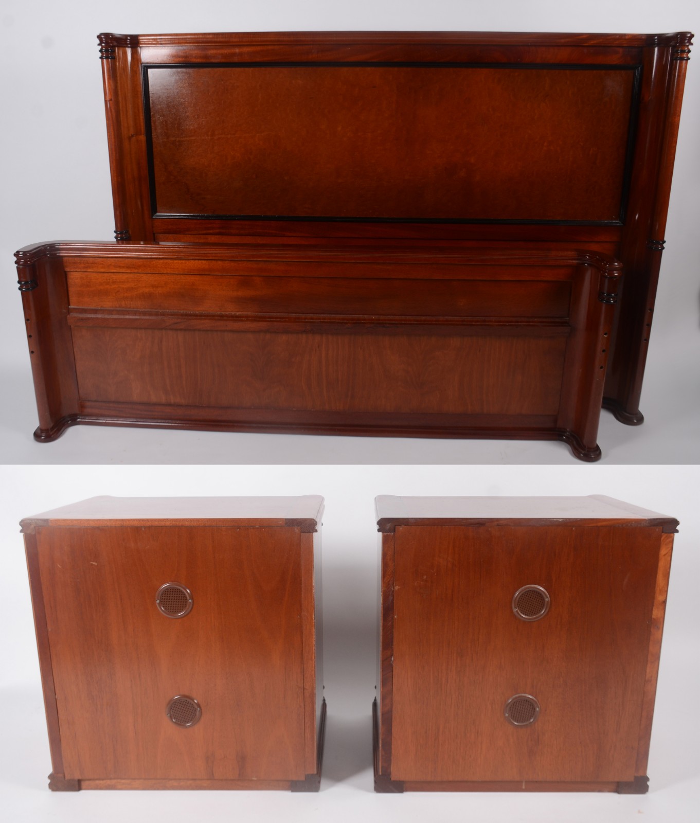 Conjunto de cama de casal de madeira nobre, completa com laterais e... - foto 2 de 9