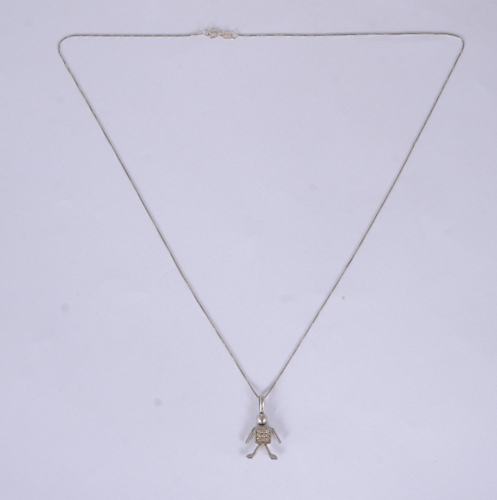 Colar de ouro branco, contraste 750 mls, pingente com mini... - foto 4 de 7