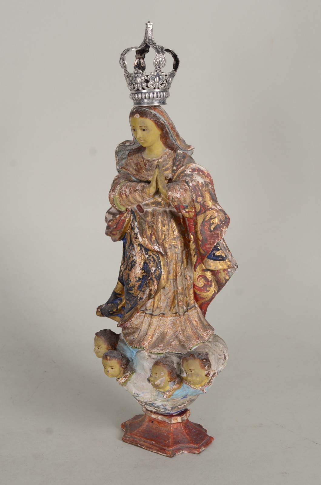 Nossa Senhora - Antiga Imagem de madeira policromada com coroa de... - foto 1 de 9