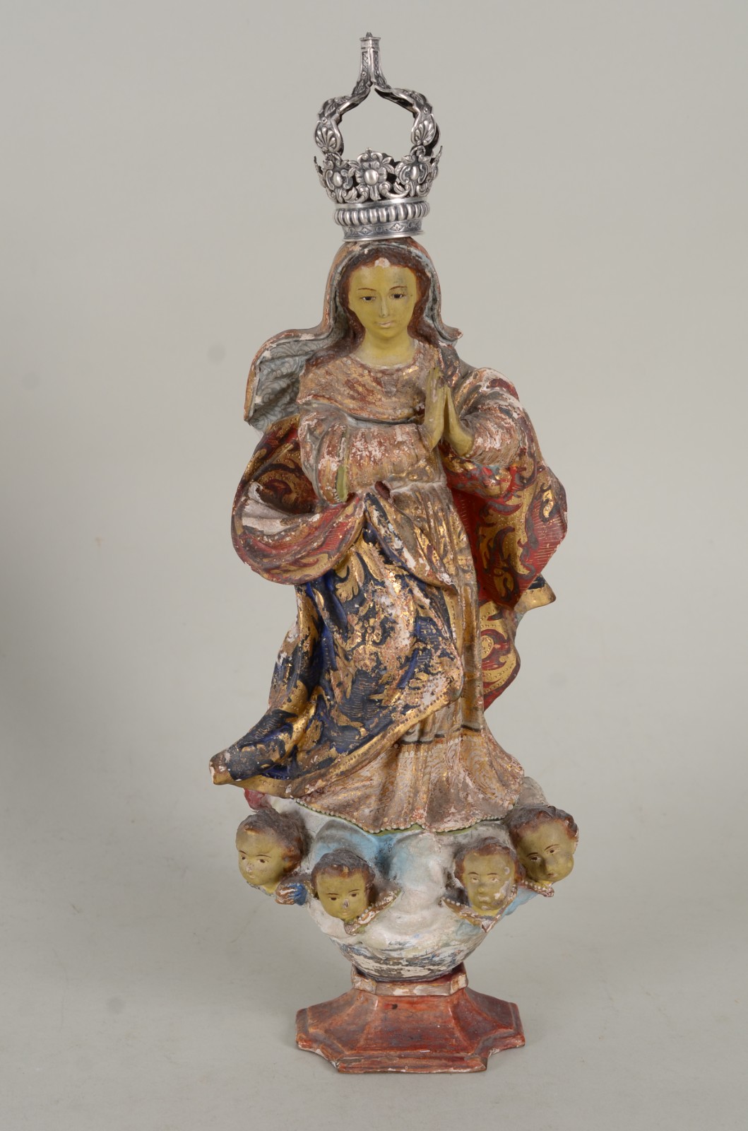 Nossa Senhora - Antiga Imagem de madeira policromada com coroa de... - foto 2 de 9