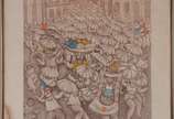 DILA (1939 ),  - Litografia aquarelada - datado 79. Pequenos pontos de fungo e vidro quebrado.