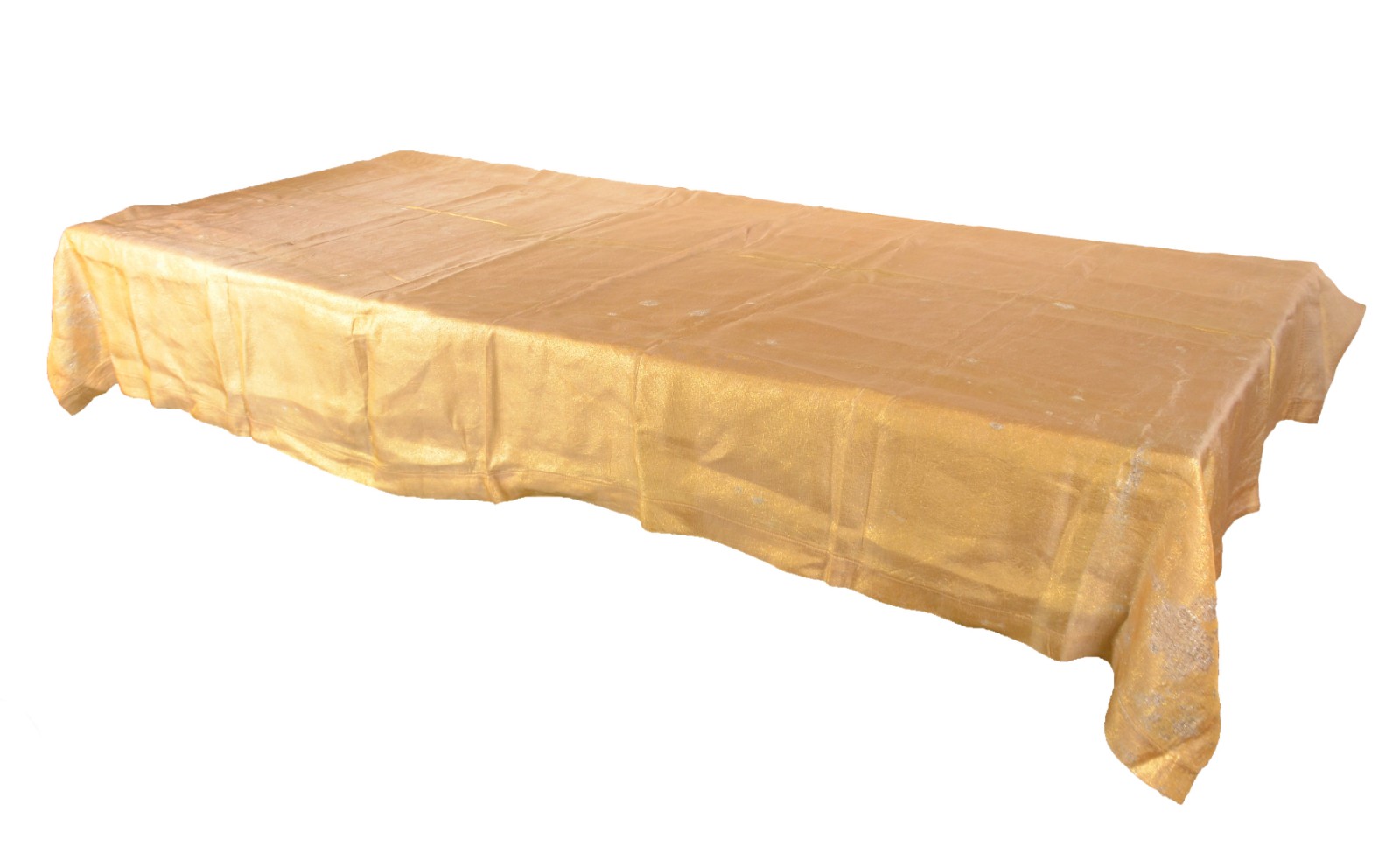 Toalha de mesa branca de renda com forro dourado. - foto 4 de 11