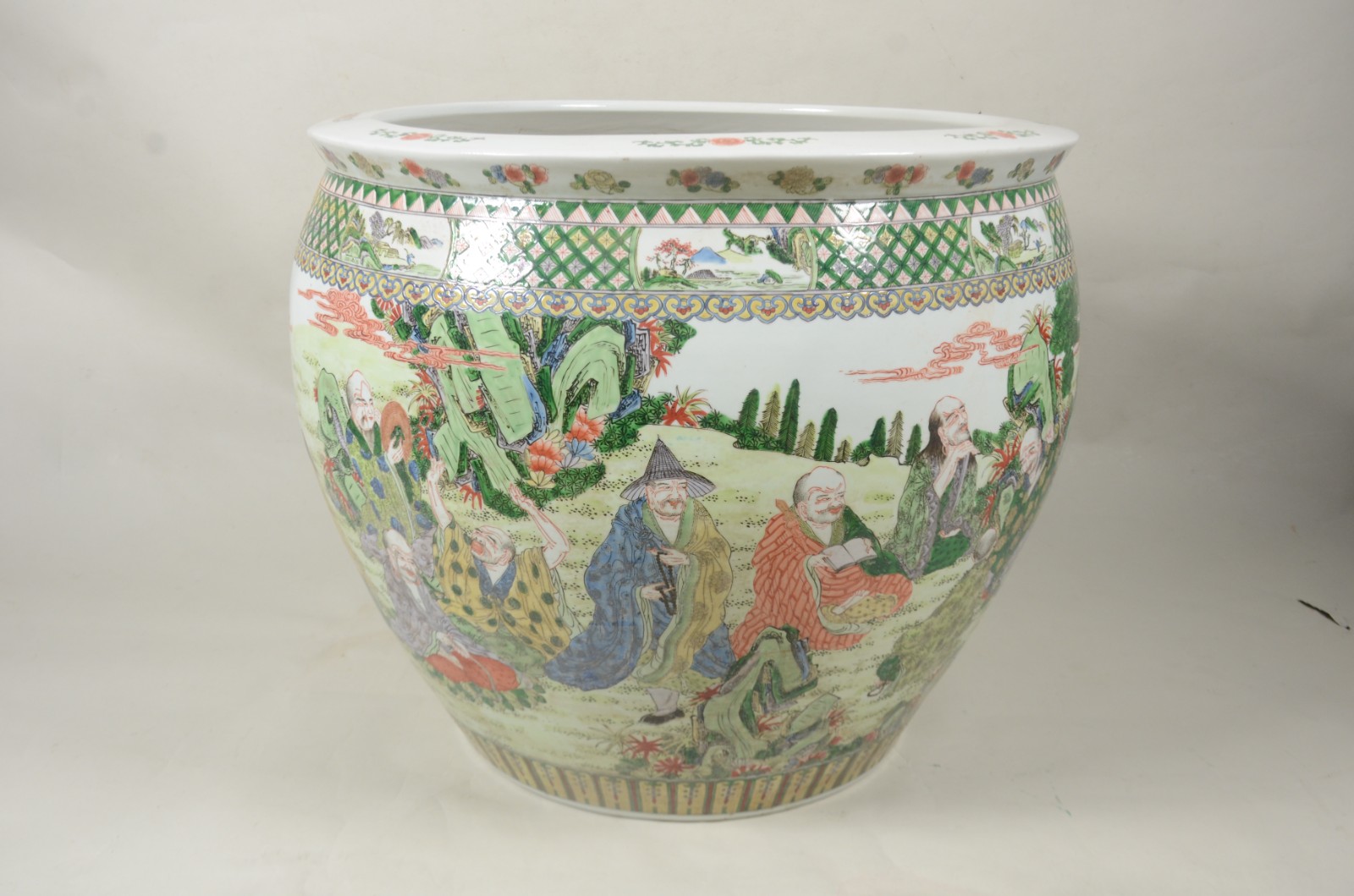 Grande cachepot/aquário de porcelana chinesa policromada. - foto 2 de 9