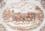 JohnsonBros England (1883-2015),  - Aparelho de jantar de faiança inglesa Johnson Bros - Coaching Scenes, decorada com cenas de  carruagens em tons de marrom e branco, composto de: 30 pr
