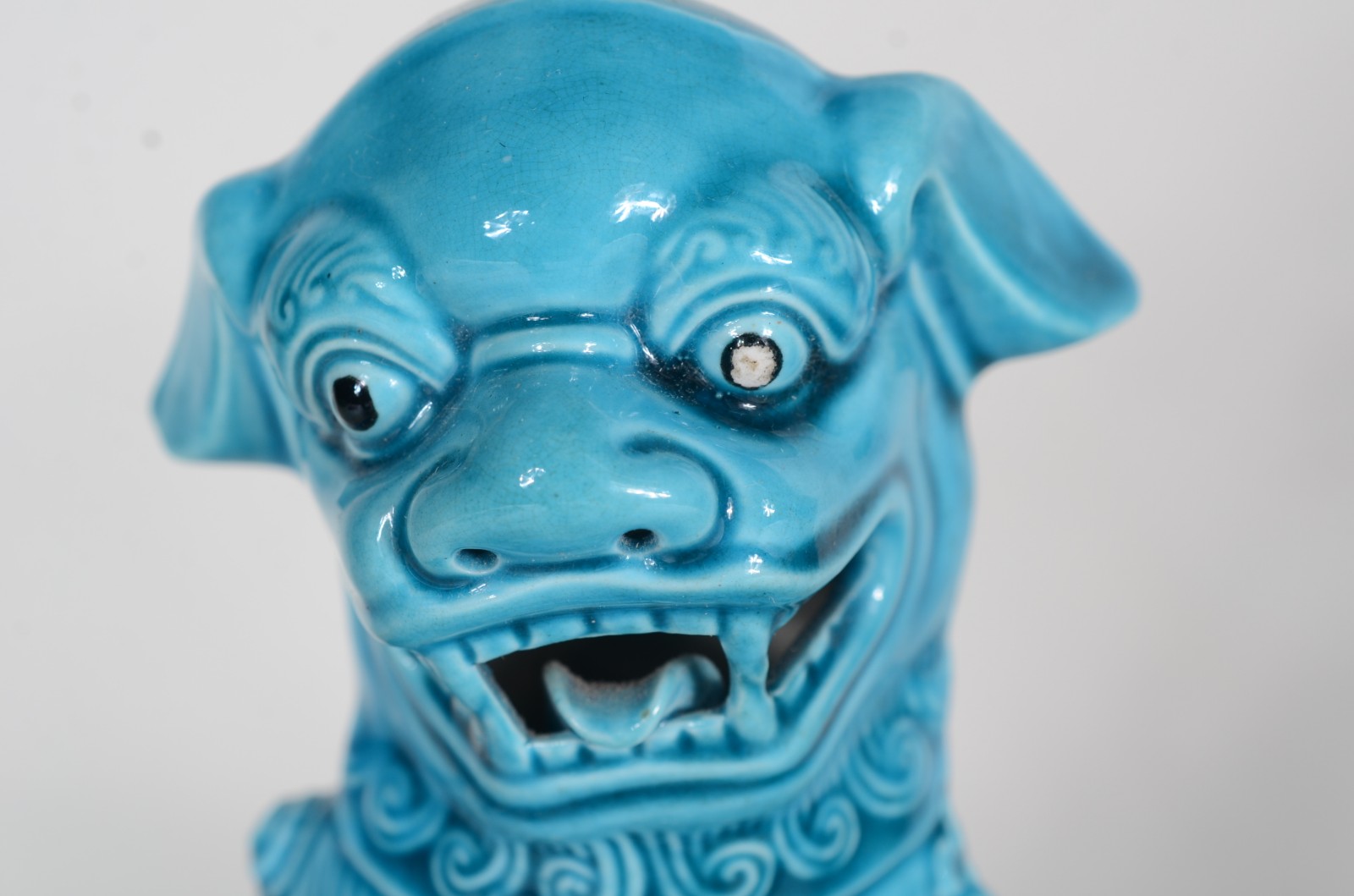 Par de cães de fó de porcelana oriental azul turquesa. - foto 3 de 8