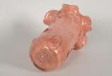 Vaso de vidro decorativo na cor salmon, trabalh... - Vaso de vidro decorativo na cor salmon, trabalhado em relevos, borda feitio babado.