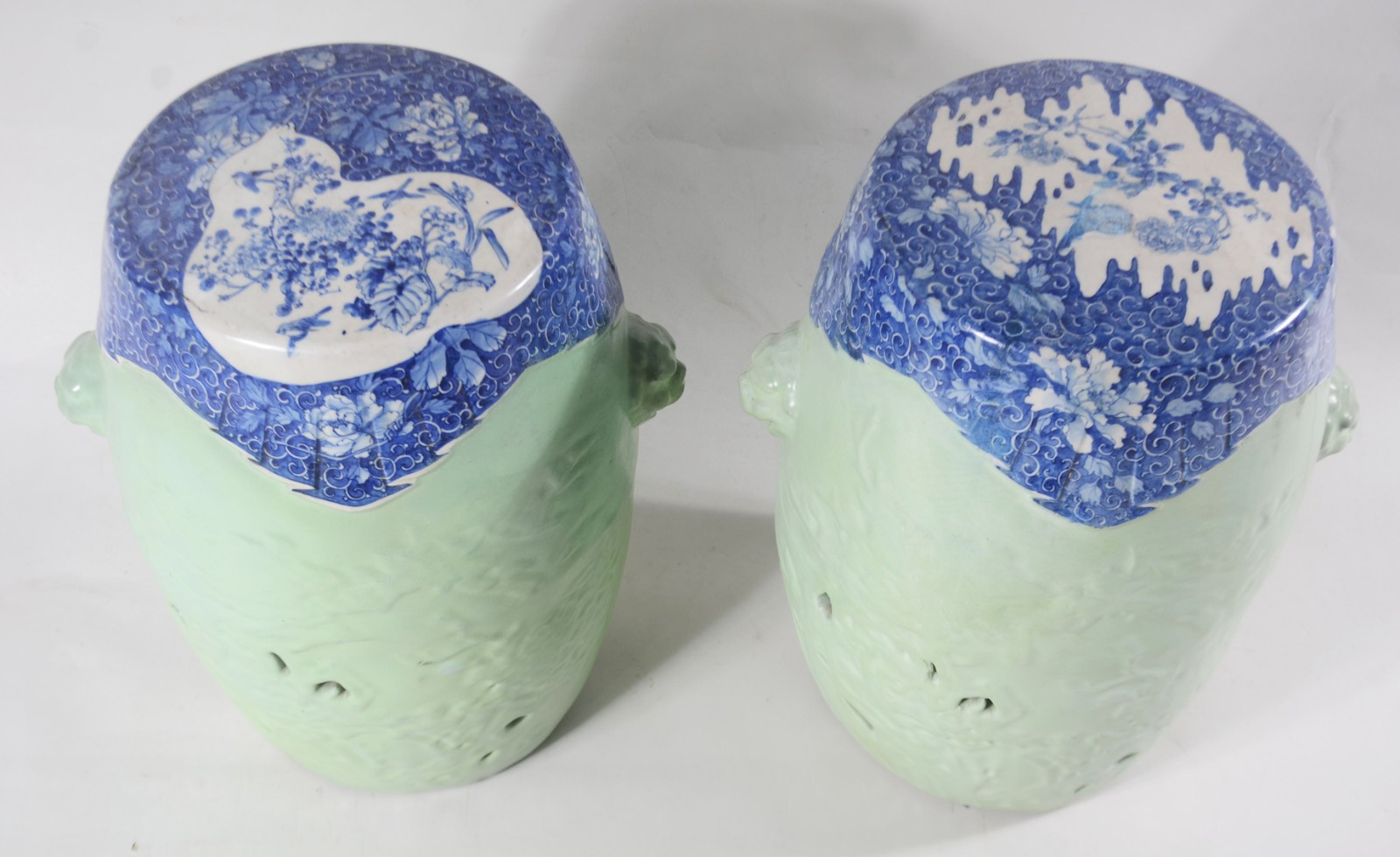 Par de banquetas (Seat Garden) de porcelana oriental verde, tampo... - foto 4 de 10