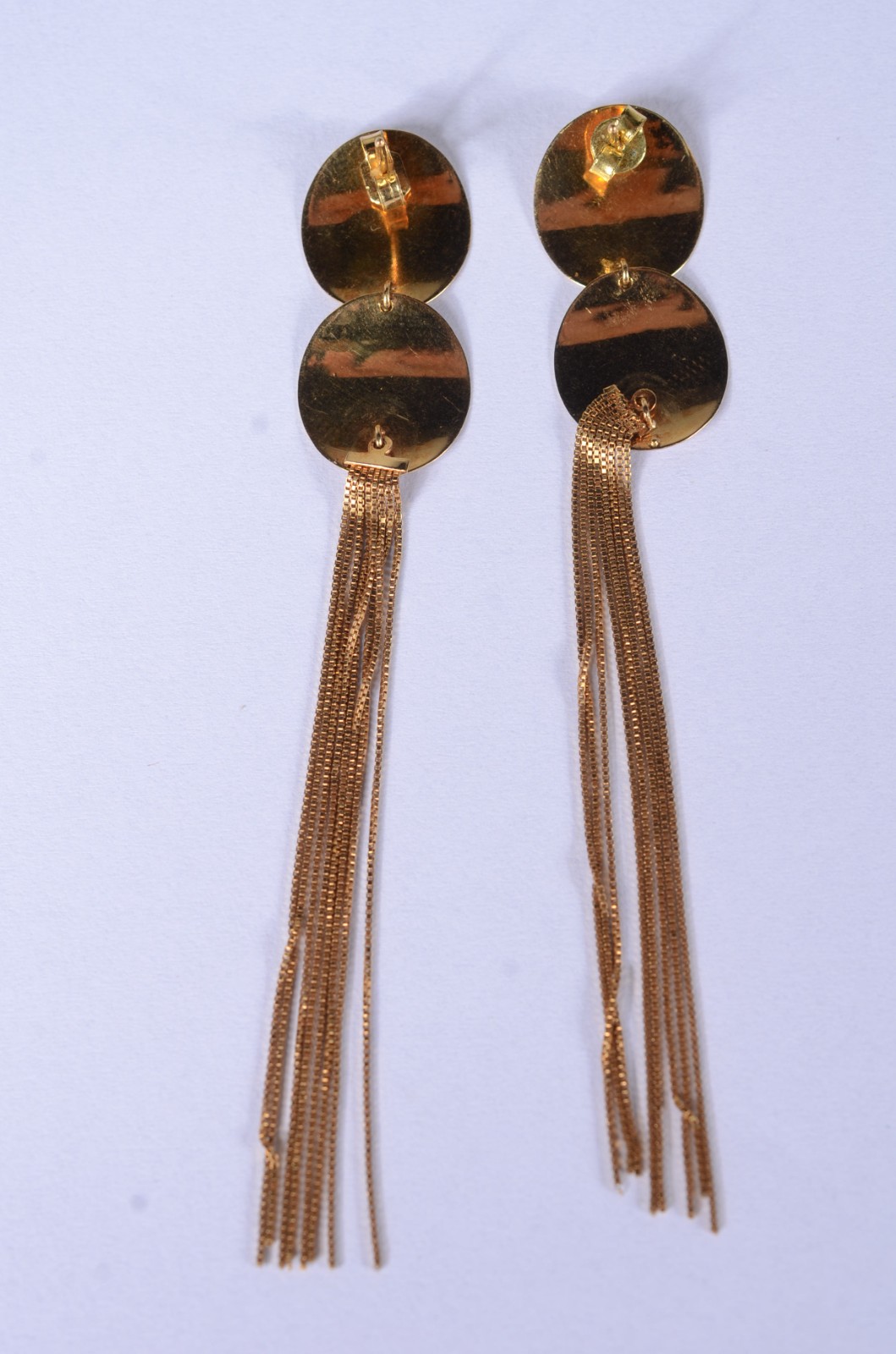 Par de brincos de ouro 18 k., contraste 750 com pendente. (Por... - foto 5 de 5