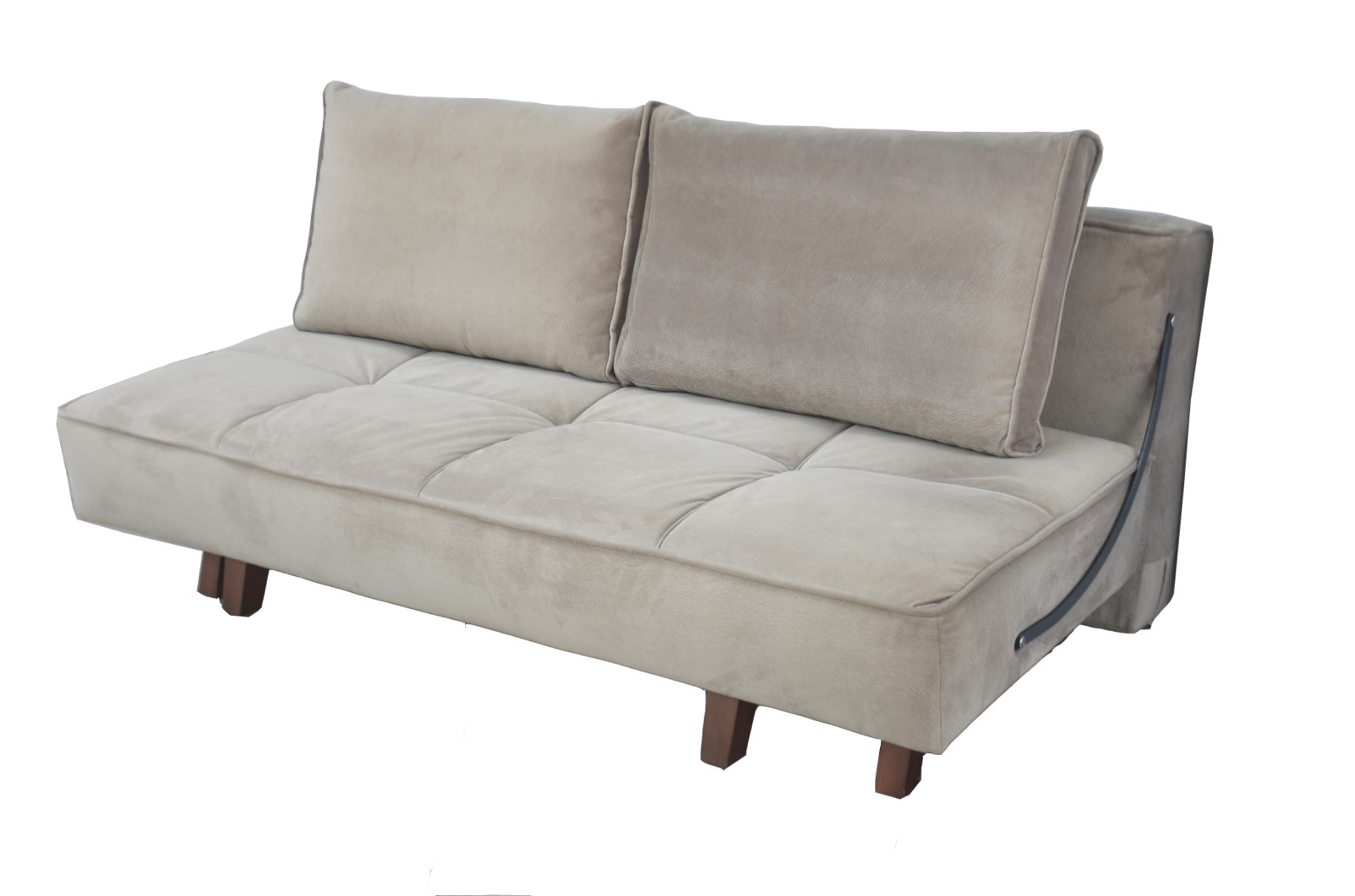 Sofá/cama estofado e forrado com tecido na cor cinza. - foto 1 de 5