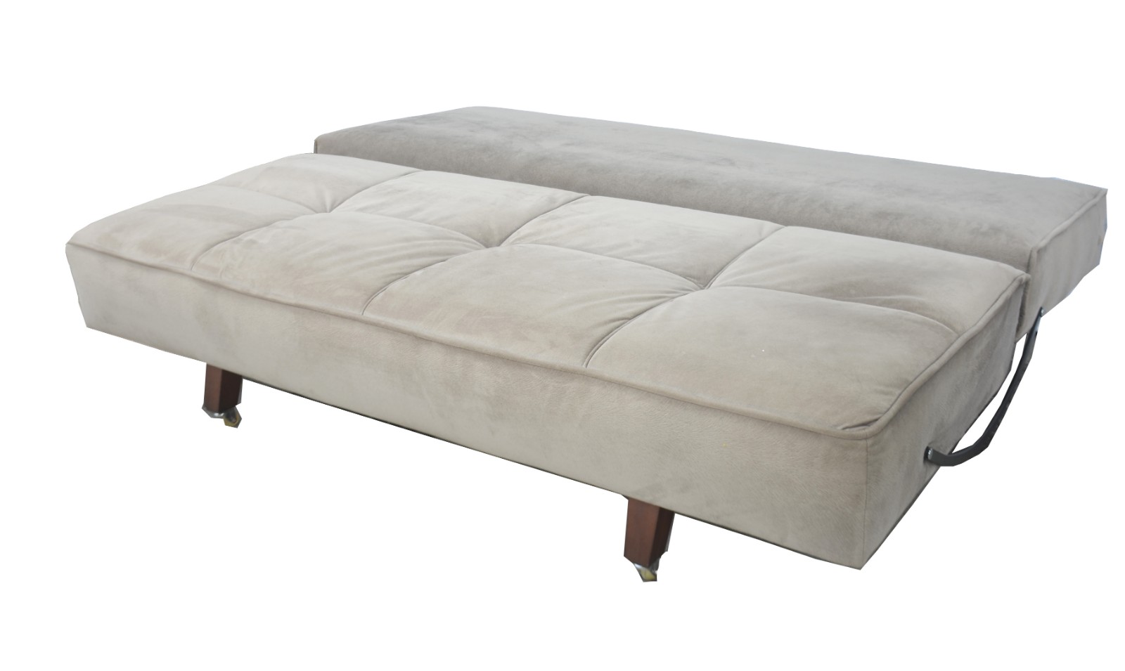 Sofá/cama estofado e forrado com tecido na cor cinza. - foto 4 de 5