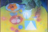 Kuno Schiefer (1948-1992), Mesa com toalha amarela - Óleo sobre tela.