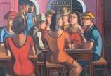 Fernando P. (1917-2005), Figuras no bar - Óleo sobre tela.