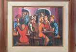 Fernando P. (1917-2005), Figuras no bar - Óleo sobre tela.