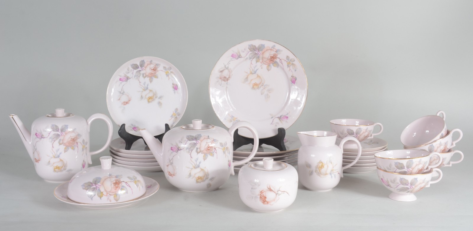 Serviço de chá de porcelana francesa "Jean Haviland", cor rosa com... - foto 1 de 9
