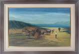 Alberto Mattera (1925), Carroça na Praia - Óleo sobre eucatex.