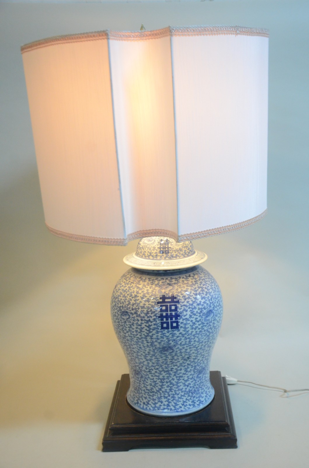 Abatjour/Potiche antigo de porcelana chinesa azul e branca, decorado... - foto 9 de 9