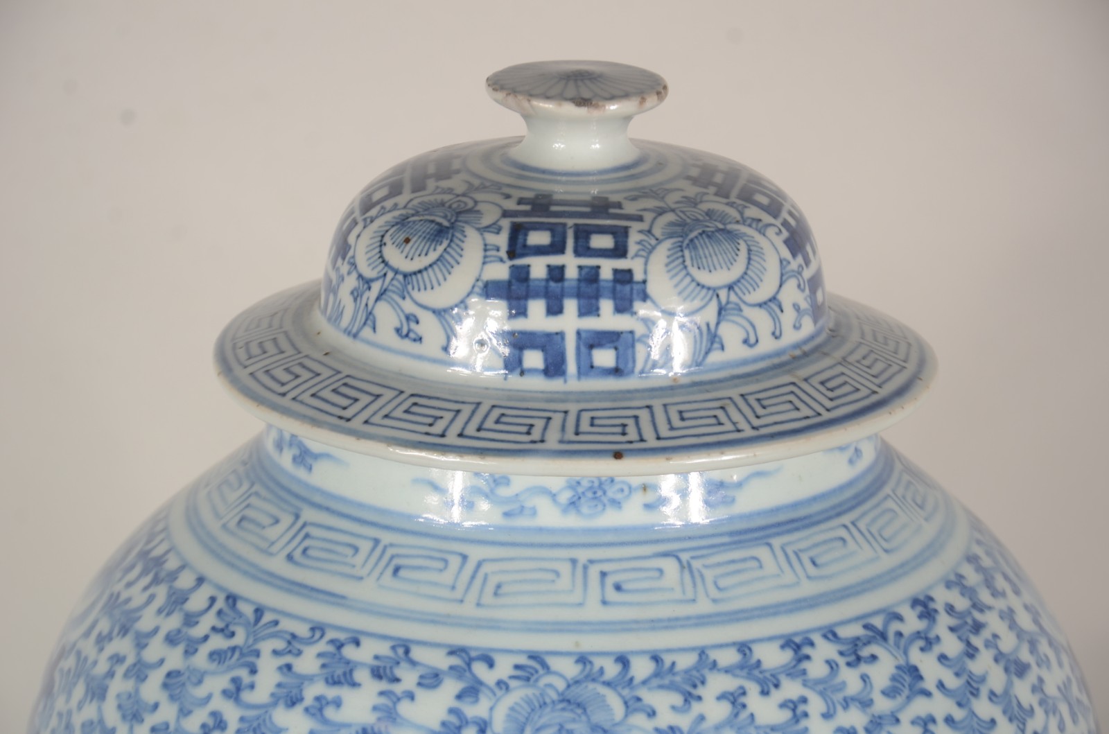 Abatjour/ Potiche antigo de porcelana chinesa azul e branca, decorado... - foto 4 de 10