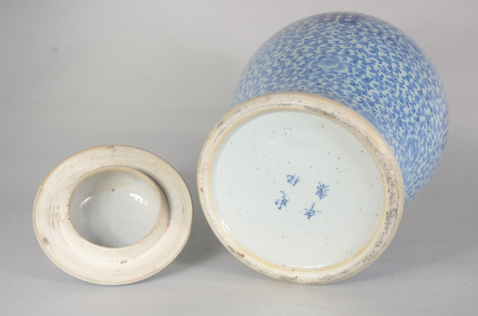 Abatjour/ Potiche antigo de porcelana chinesa azul e branca, decorado... - foto 9 de 10