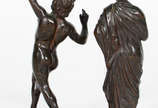 Duas pequenas esculturas de bronze  representan... - Duas pequenas esculturas de bronze  representando  ¨ Figuras  Masculinas* 