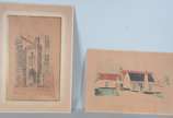 Georges Wambach (1901-1965), Le Bibliotheque No... - Dois quadros feitos em bico de pena aquarelado.