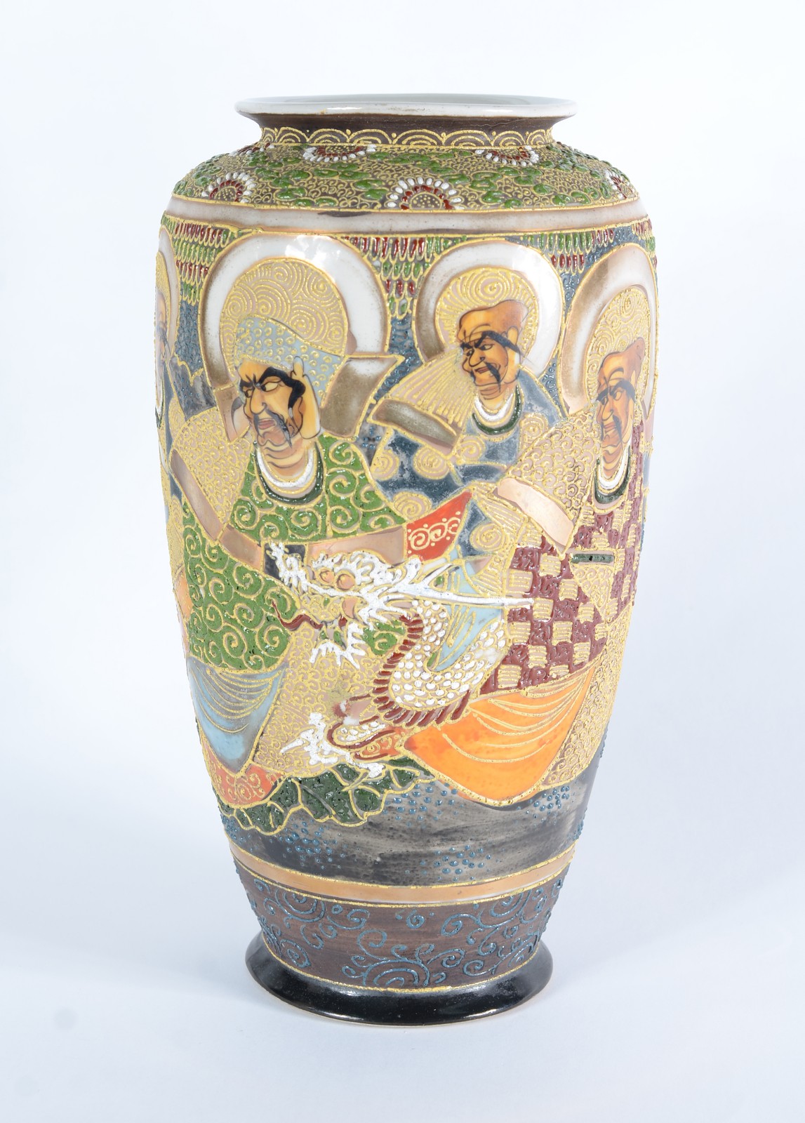 Vaso de porcelana japonesa Satzuma decorada com figuras de guerreiros... - foto 2 de 11