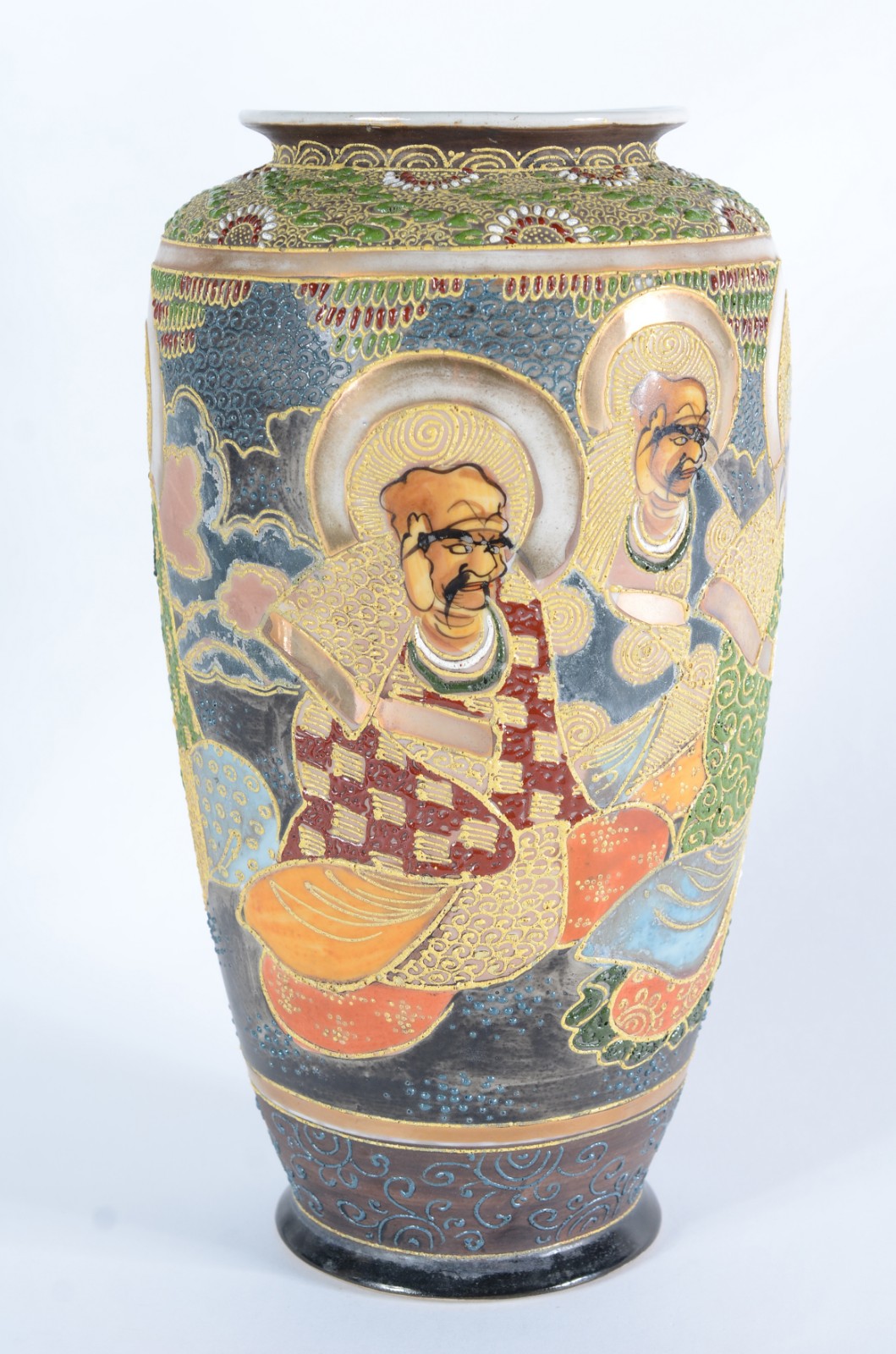 Vaso de porcelana japonesa Satzuma decorada com figuras de guerreiros... - foto 4 de 11