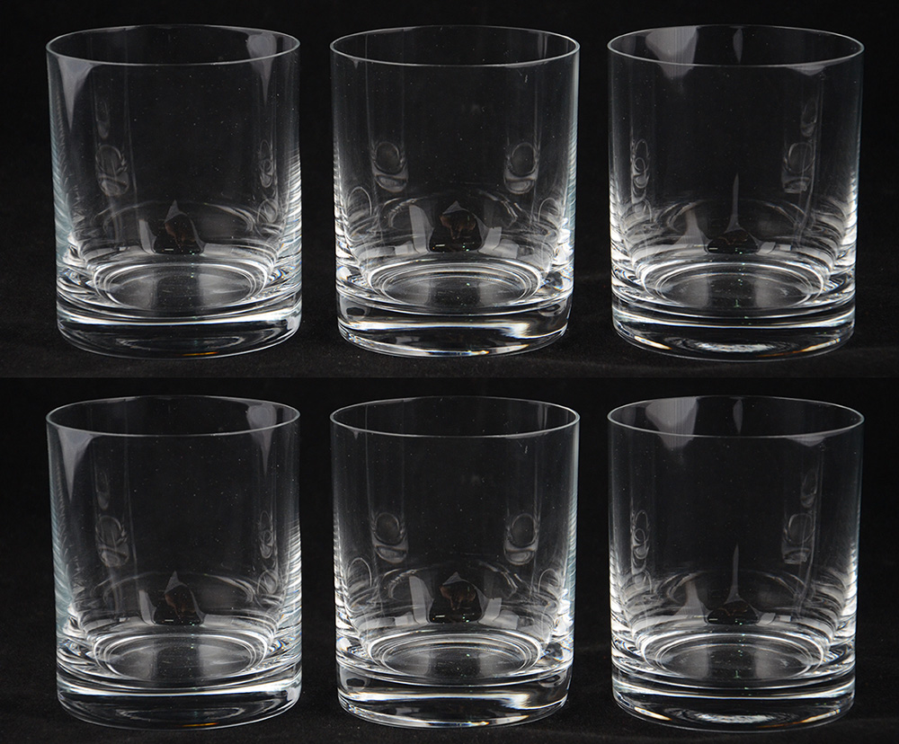 Seis copos curtos para whisky de cristal da Bohemia.