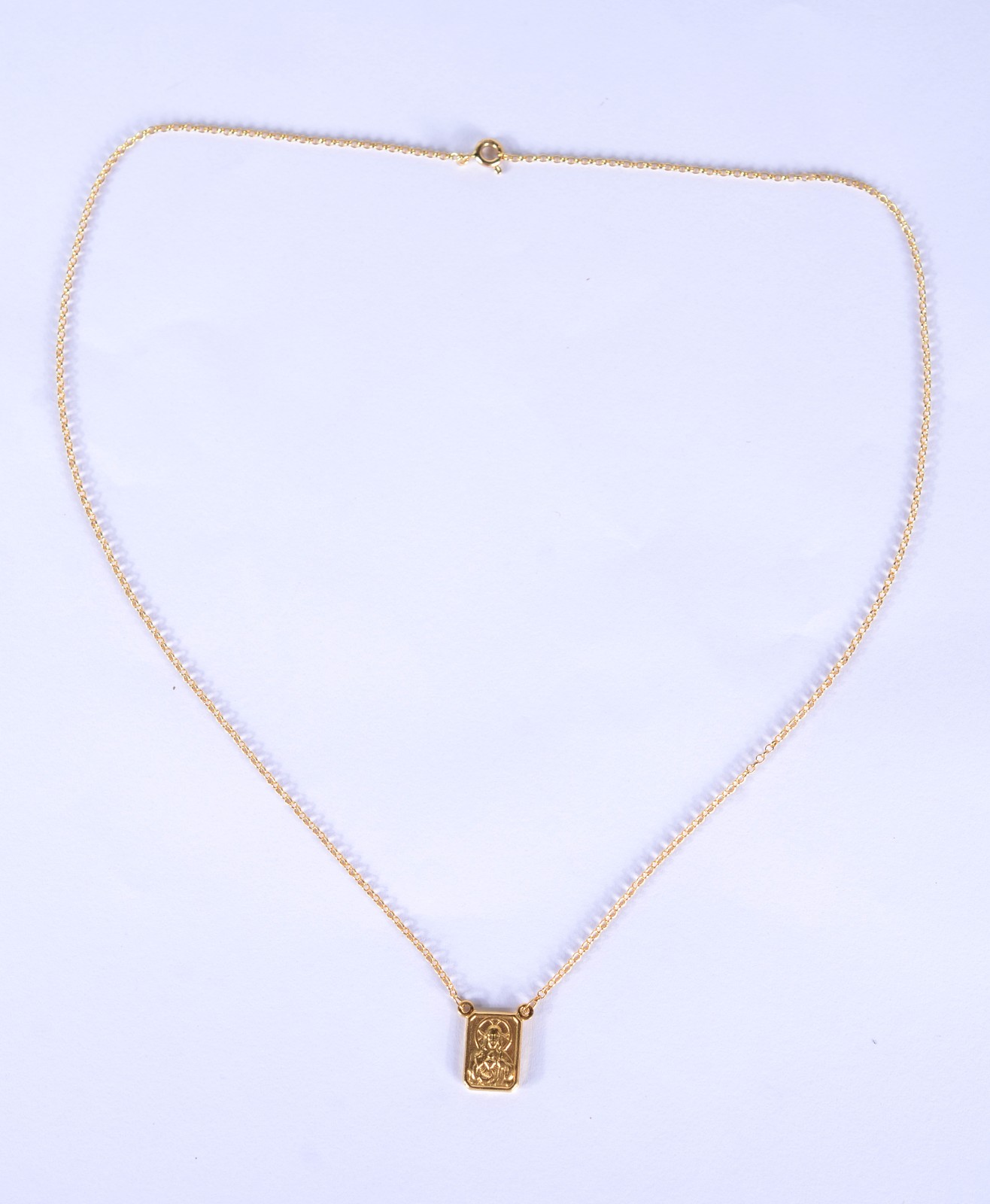 Cordão com pendente com Coração de Jesus de ouro 18 k. (Por motivos... - foto 2 de 8