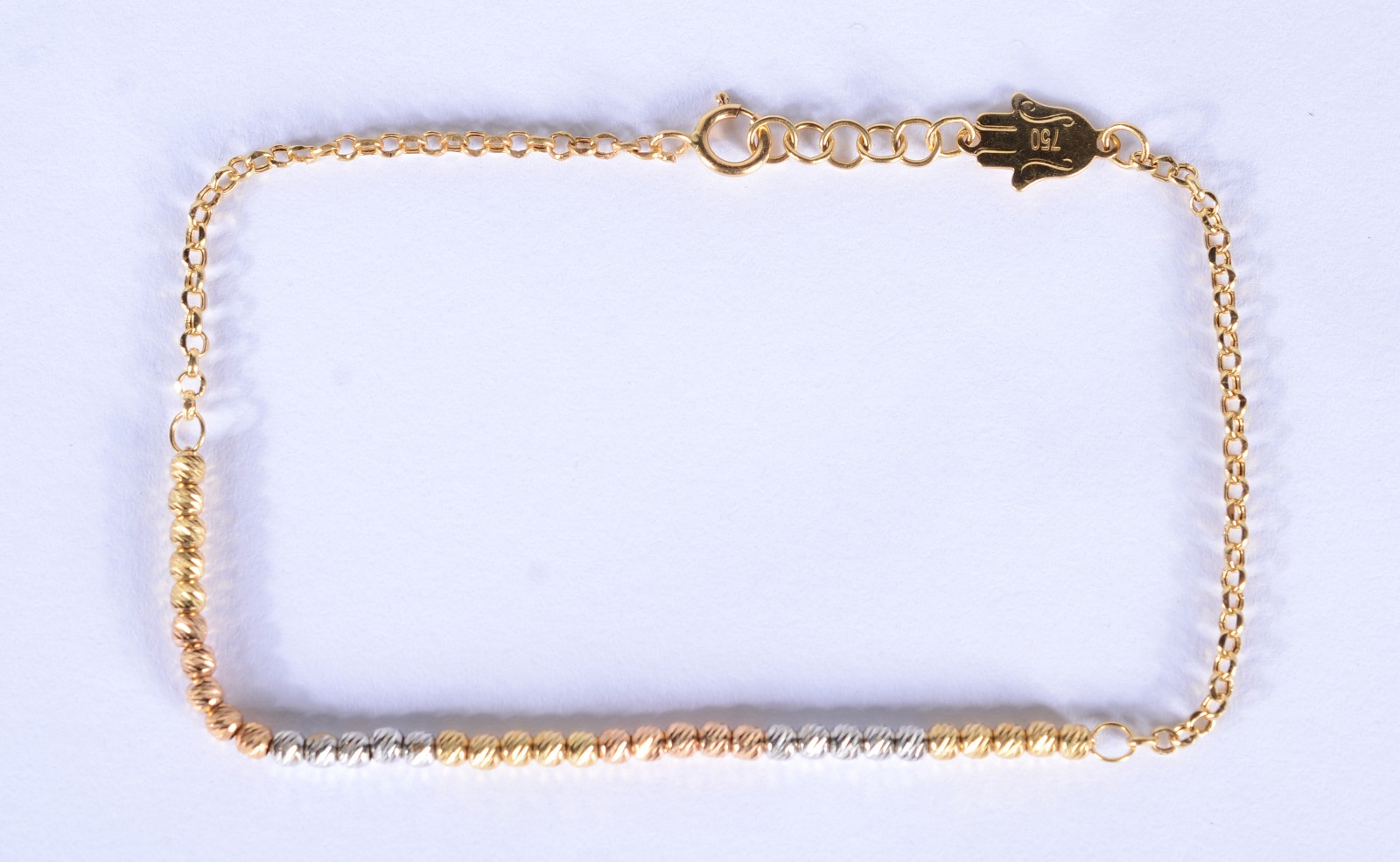 Pulseira em três tons de ouro, contraste 750 mls. (Por motivos de... - foto 1 de 8