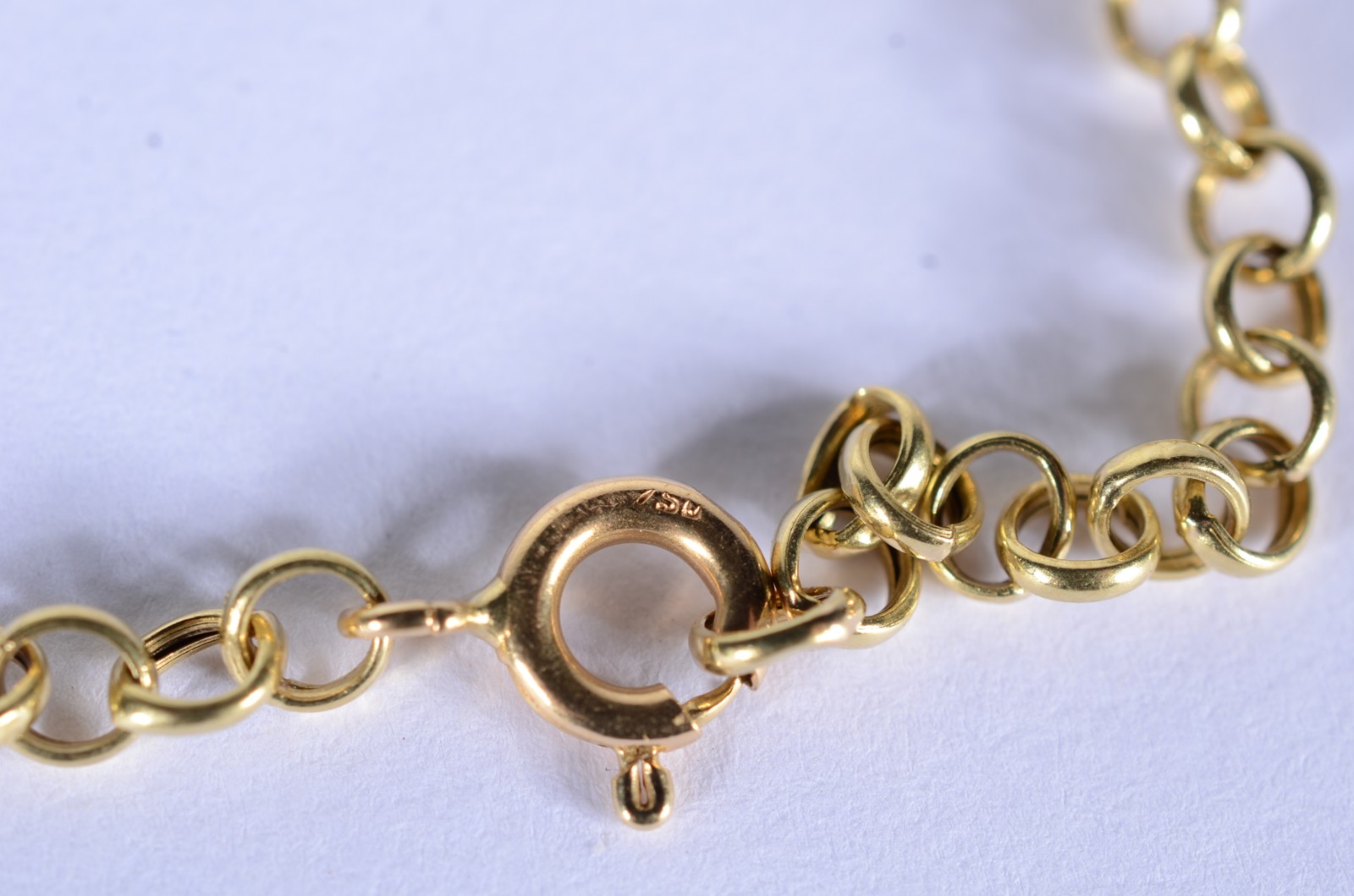 Pulseira de ouro 18 k., contraste 750 com elós português. (Por... - foto 4 de 7