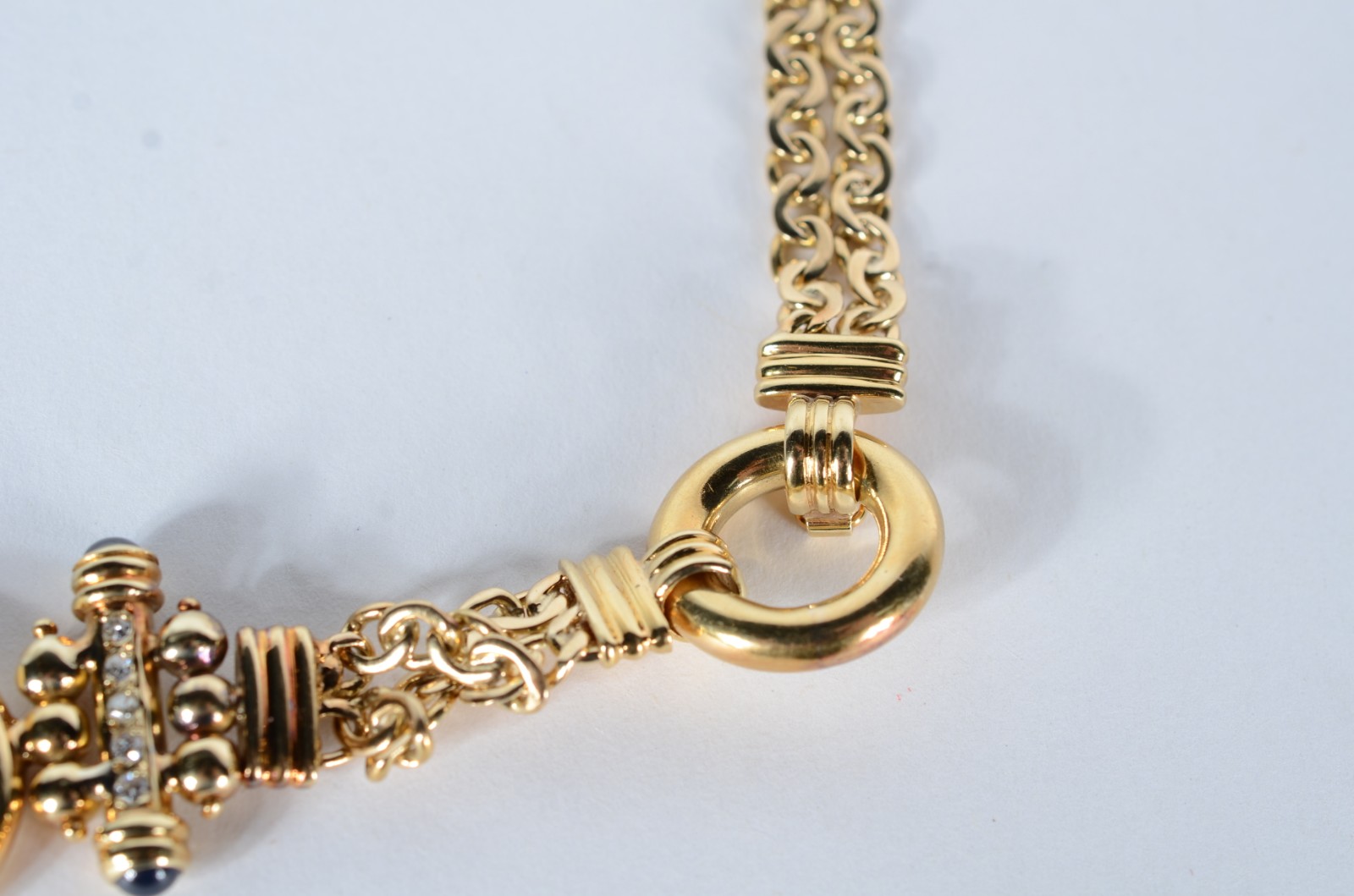 Conjunto de ouro 18 k composto de par de brincos e colar com duas... - foto 4 de 11