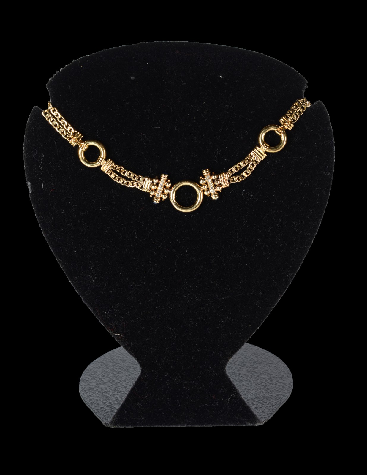 Conjunto de ouro 18 k composto de par de brincos e colar com duas... - foto 11 de 11