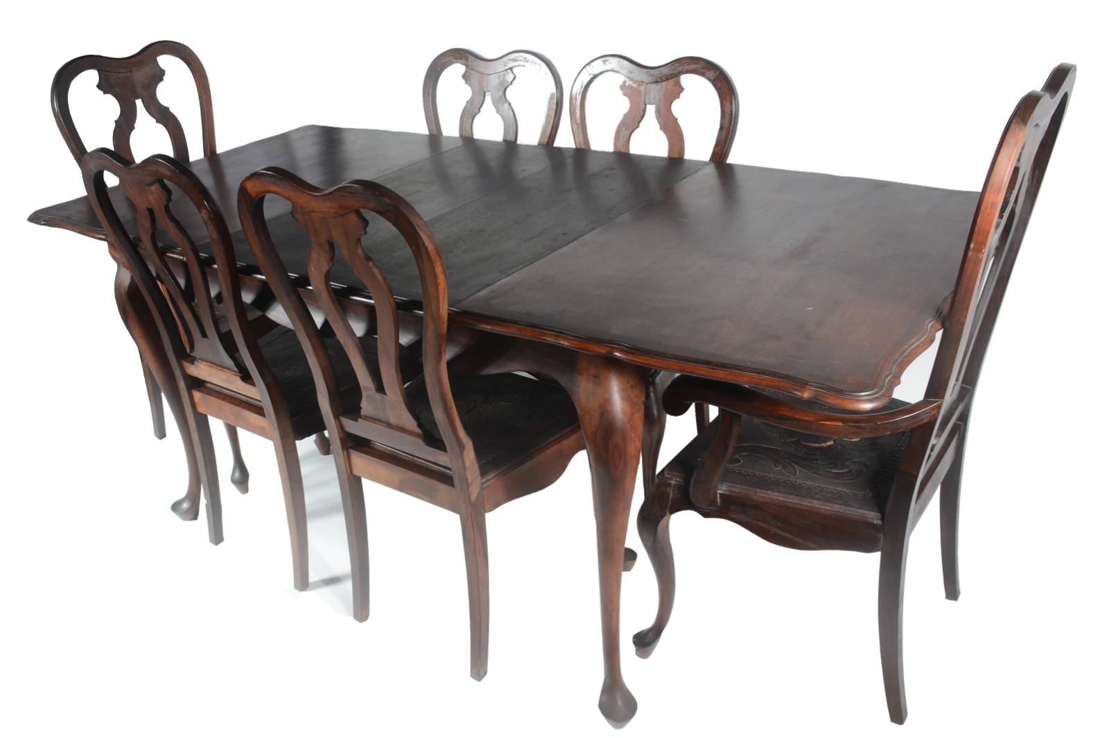 Mesa de jantar estilo Chipendale de jacarandá, com 2 tábuas... - foto 1 de 9