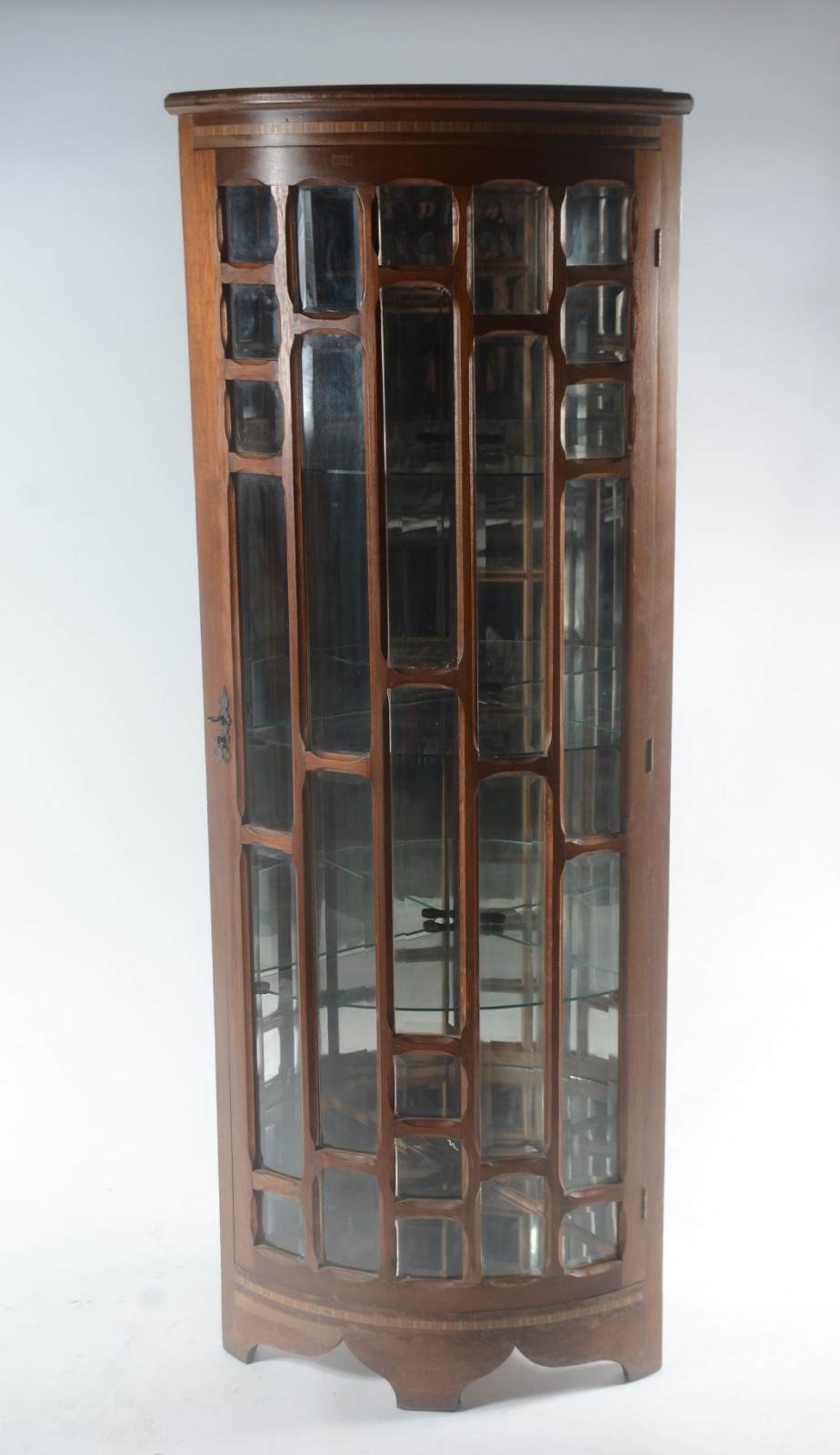Vitrine de canto de madeira nobre clara, porta com vidro bisotado... - foto 1 de 10