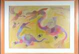 Chico da Silva (1910-1985), Animais fantásticos - Guache sobre papel - assinado e datado 1966.