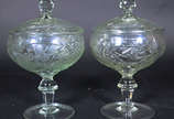 Par de compoteiras de cristal lapidado  - Par de compoteiras de cristal lapidado 