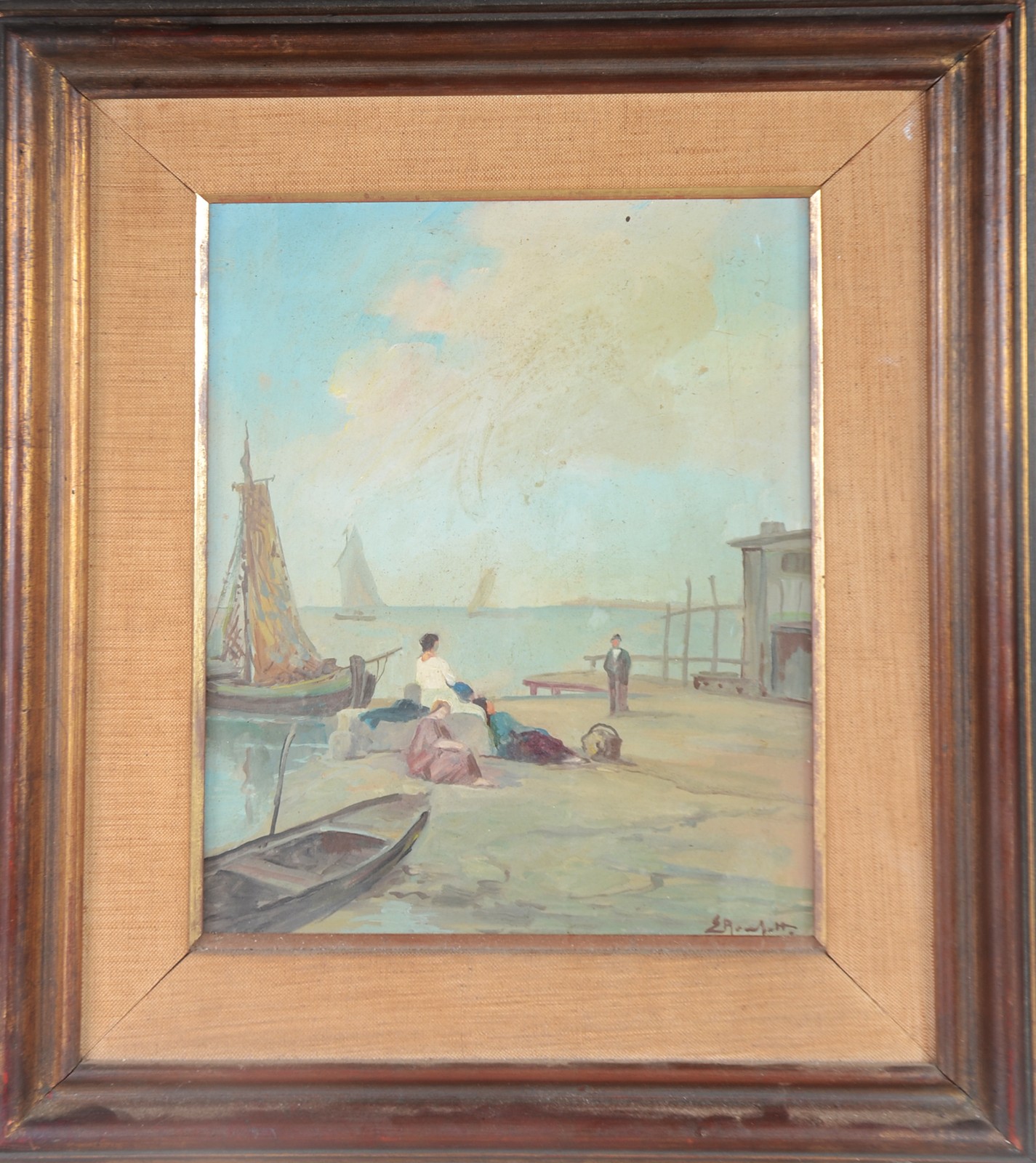 Erminio Rochetto (1900-1982), Marinha com Barcos e figuras - foto 3 de 5