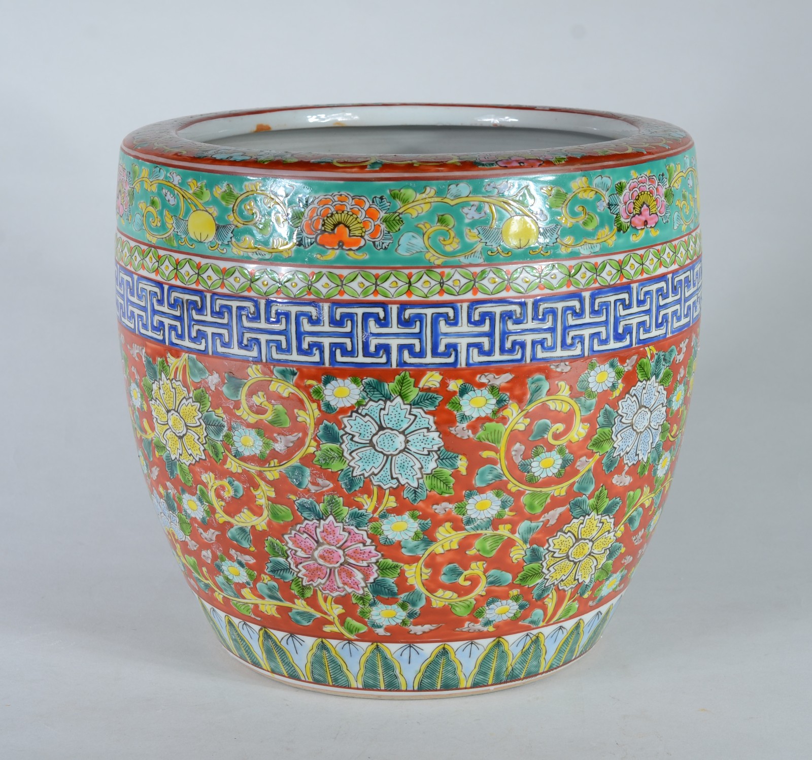 Cachepot de porcelana oriental policromada. - foto 1 de 6
