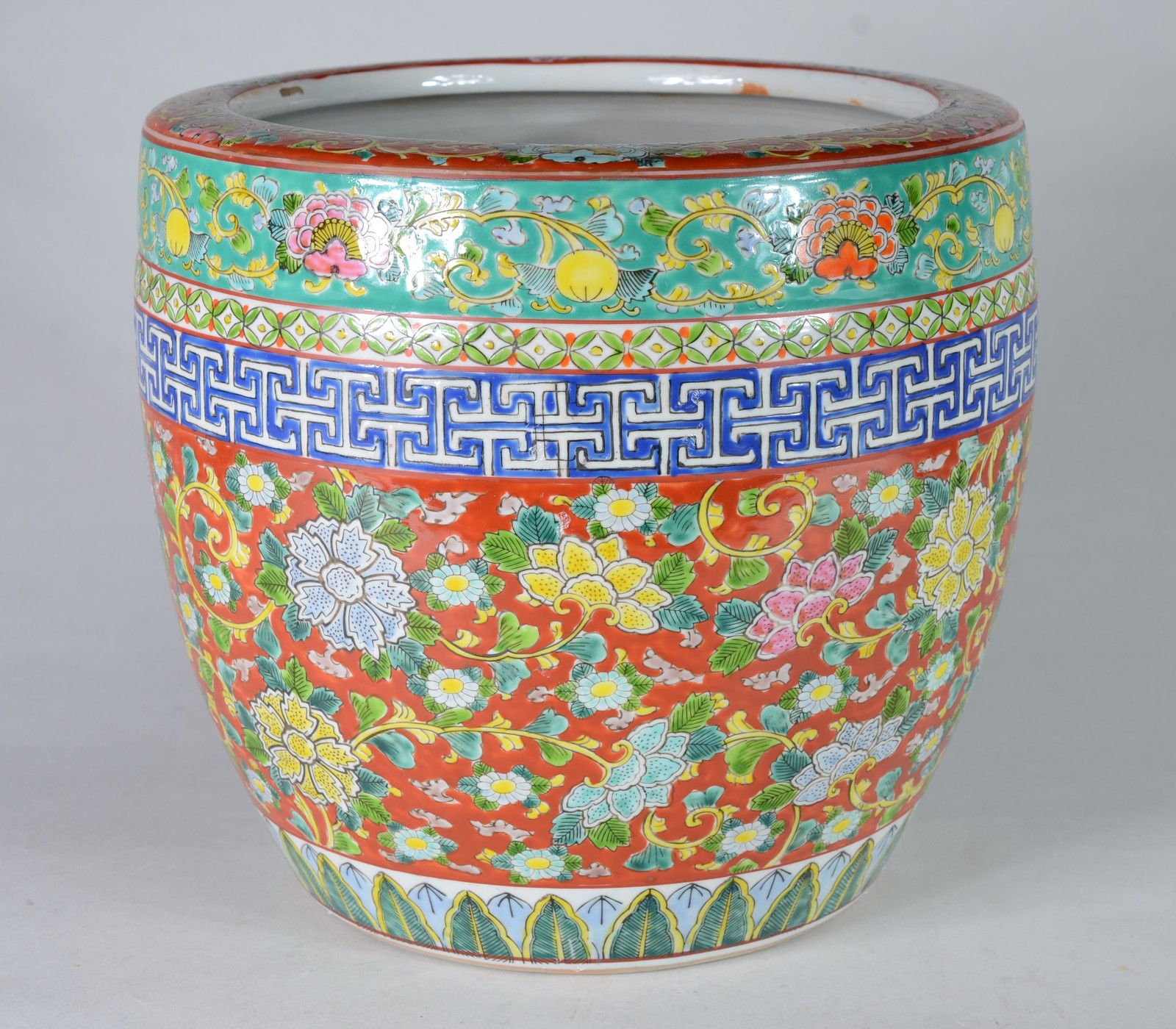 Cachepot de porcelana oriental policromada. - foto 5 de 6