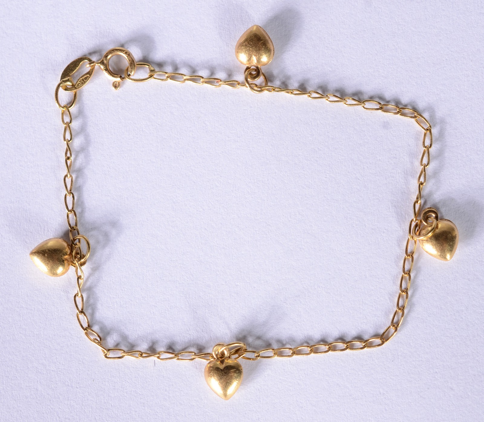 Pulseira de ouro 18 k. com corações. (Por motivos de segurança a peça... - foto 1 de 4