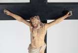 Crucifixo  com figura de Cristo de madeira poli... - Crucifixo  com figura de Cristo de madeira policromada (Mão colada).