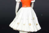Estatueta policromada  de porcelana tcheca, Art... - Estatueta policromada  de porcelana tcheca, Art Deco, representando Figura feminina.