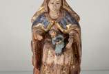 Santana Mestra - Antiga imagem de madeira polic... - Santana Mestra - Antiga imagem de madeira policromada e dourada com coroa de metal.