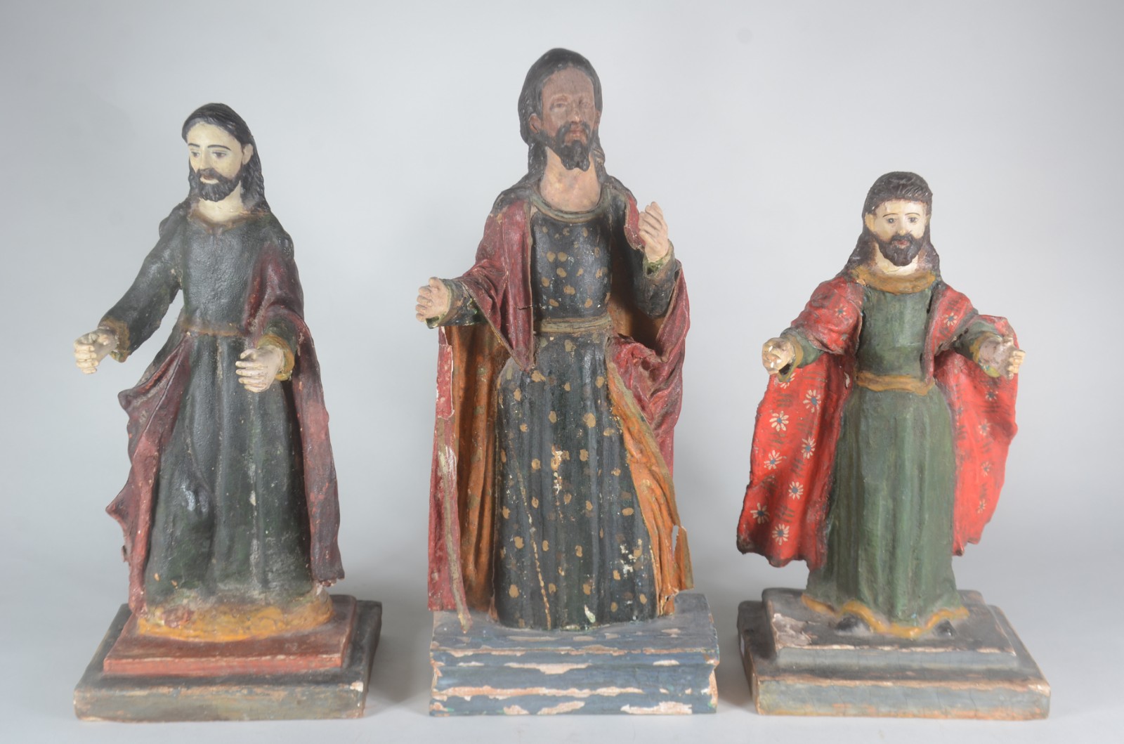 Tres antigas imagens de papier mâché e madeira policromada... - foto 1 de 11