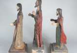Tres antigas imagens de papier mâché e madeira ... - Tres antigas imagens de papier mâché e madeira policromada (desgastes).