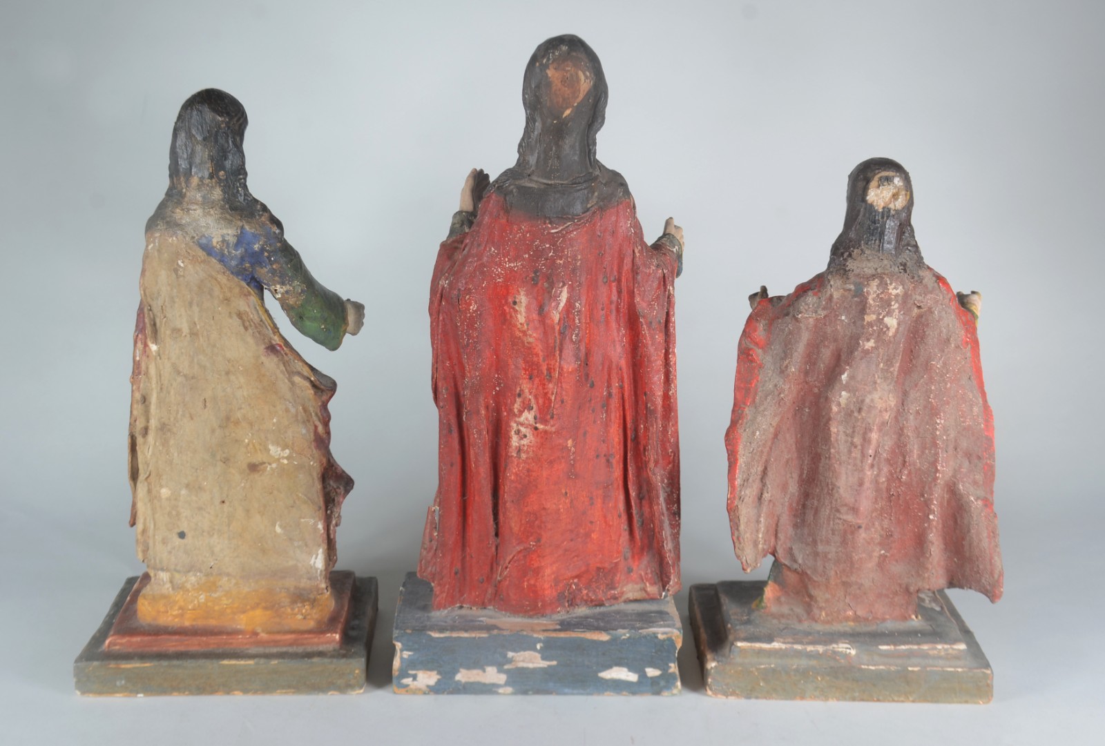 Tres antigas imagens de papier mâché e madeira policromada... - foto 6 de 11