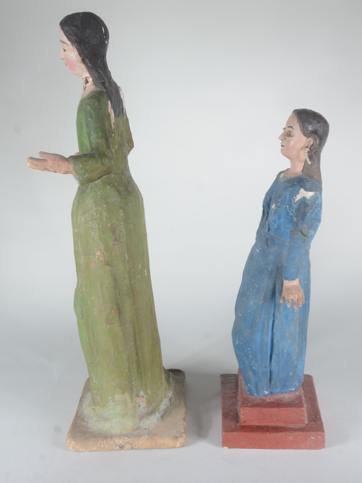 Duas antigas imagens sacras de papier mâché e madeira policromada. - foto 4 de 11