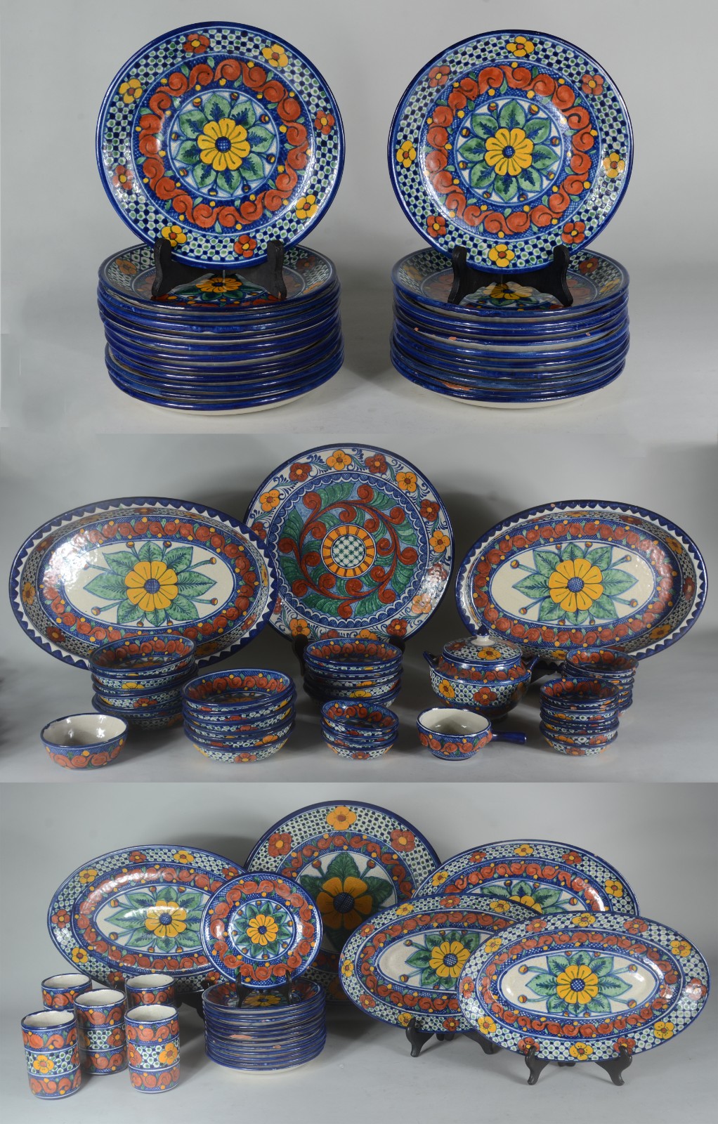 Serviço de cerâmica mexicana "Talavera" floral em policromia... - foto 1 de 10