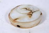 Lustre de metal com cúpula de vidro opalinado m... - Lustre de metal com cúpula de vidro opalinado marmorizado,   marca Nadir