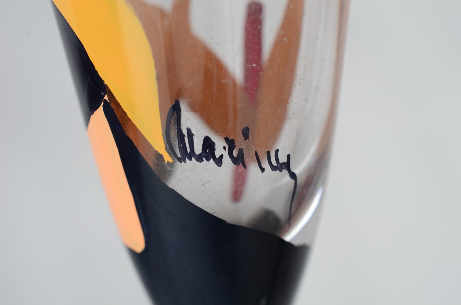 Seis flutes para champagne pintadas á mão, assinadas. - foto 4 de 5